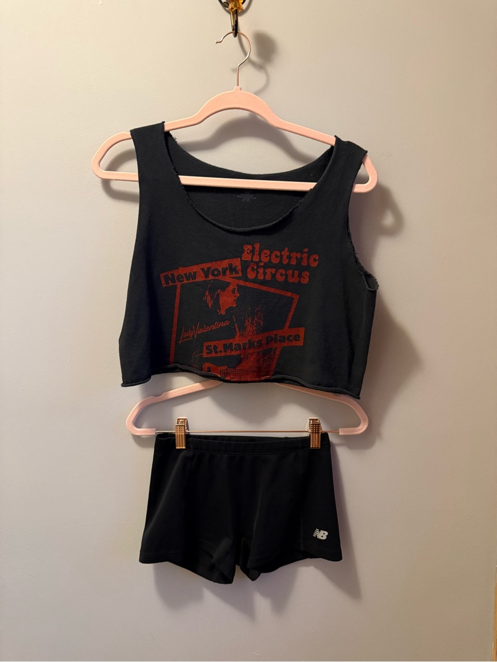 John Galt - Brandy Melville Black Graphic Tank Sweatshirt & New Balance Shorts-S
